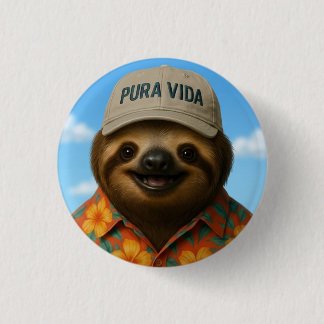 Pura Vida AI Sloth 3 Cm Round Badge