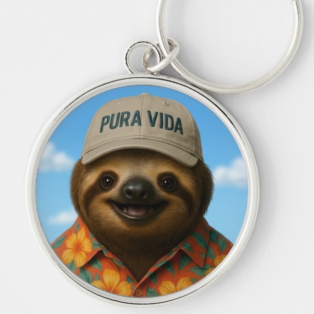 Pura Vida AI Sloth Key Ring (Front)