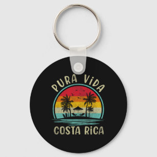 Pura Vida Beach Costa Rica Palm Tree Family Summer Key Ring