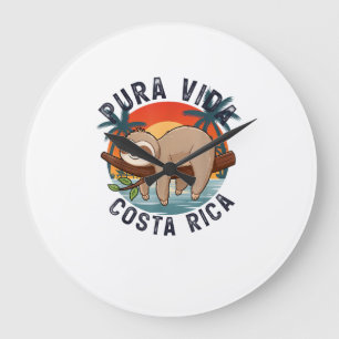 Pura Vida Beach Costa Rica Tropical Sunset Nature Large Clock