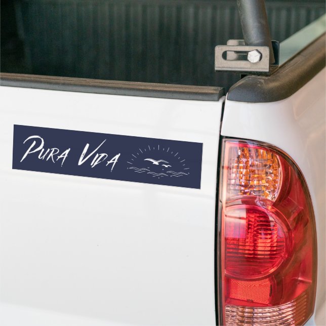 Pura Vida Beach Scene Costa Rica Bumper Sticker (On Truck)