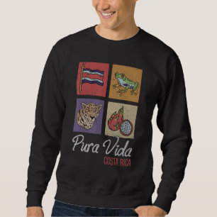 Pura Vida Costa Rica Flag, Tropical Frog & Tiger A Sweatshirt