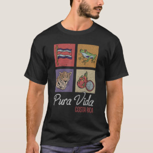 Pura Vida Costa Rica Flag, Tropical Frog & Tiger A T-Shirt