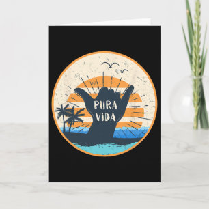 Pura Vida Costa Rica Shaka Sign Surfing Surfer Gif Card