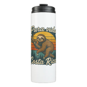 Pura Vida Costa Rica Sloth Sunset T-Shirt Thermal Tumbler