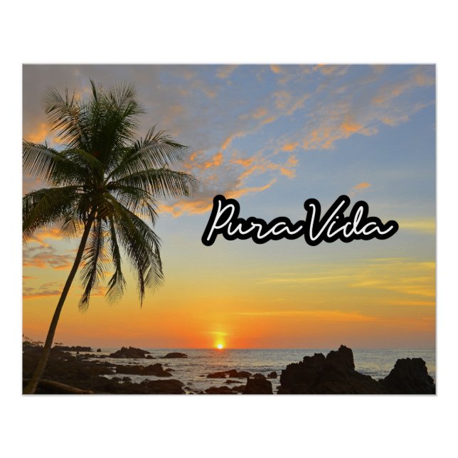 Pura Vida Costa Rica Sunset Beach Art Print (Front)