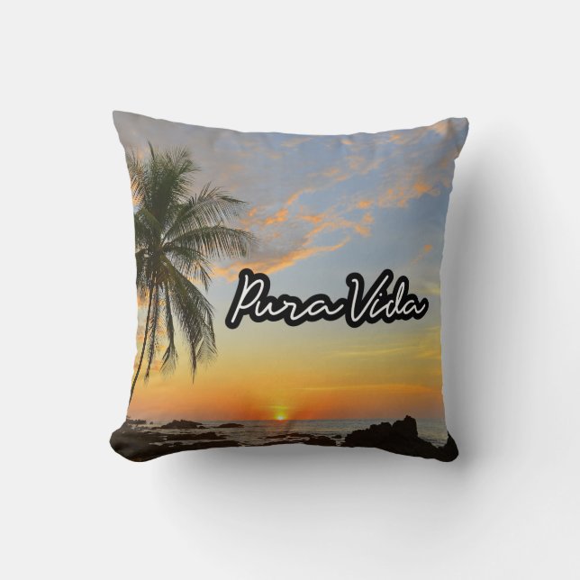 Pura Vida Costa Rica Sunset Beach Cushion (Front)