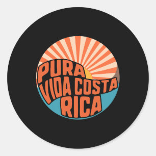 Pura Vida Costa Rica Sunset Surfing Summer Classic Round Sticker