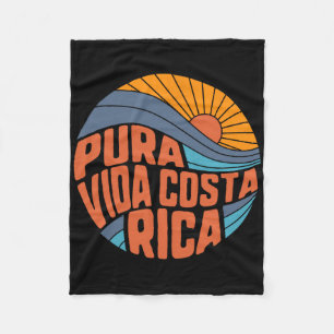Pura Vida Costa Rica Vintage Sunset Surfing Summer Fleece Blanket