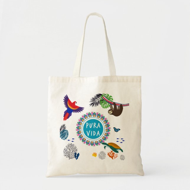Pura Vida -Costa Rica Wild life Tote Bag (Front)