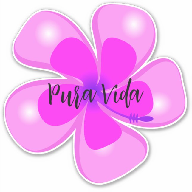 Pura Vida Hibiscus Custom-Cut Vinyl Sticker (Front)