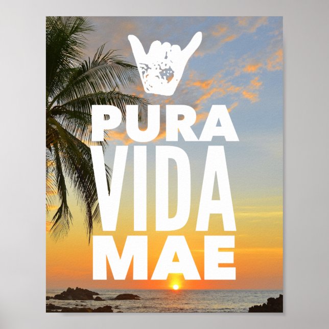 Pura Vida Mae Shaka Sign Costa Rica Sunset (Front)