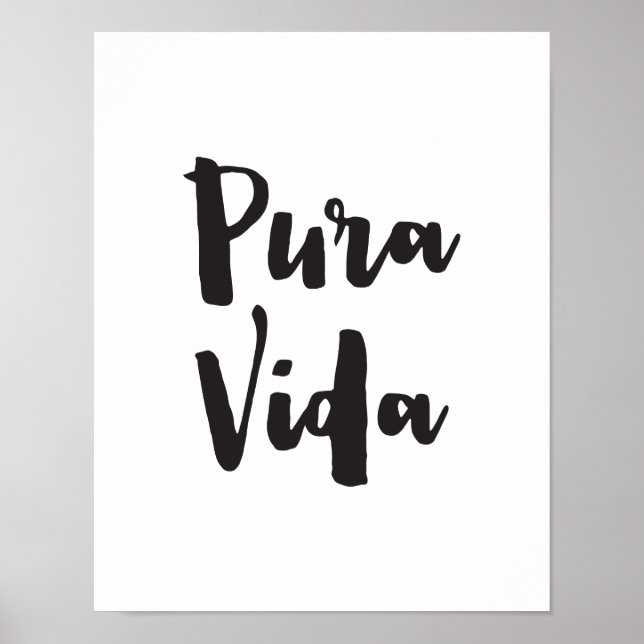Pura Vida, Quote Art Print, Typography Poster (Front)