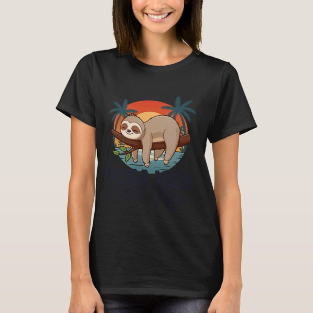 Pura Vida Sloth Costa Rica Family Vacation Tropica T-Shirt (Front)
