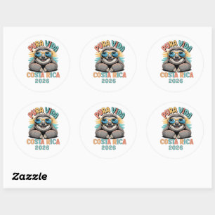 Pura Vida Sloth Lovers Costa Rica Relaxed  Classic Round Sticker