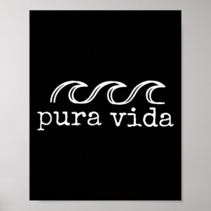 Pura Vida Wave Surfing Costa Rica Souvenir Poster