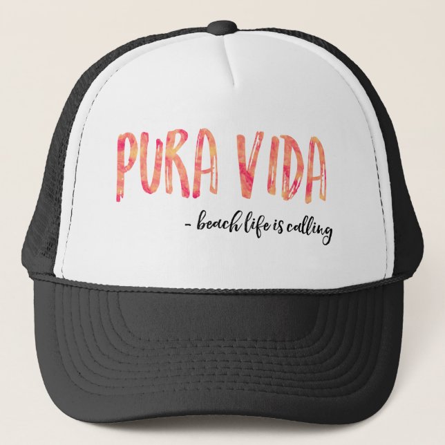 Pura Vida Women's Orange Sunset Trucker Hat (Front)