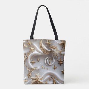 Pure Alabaster White Celestial Moon Phases Tote Bag