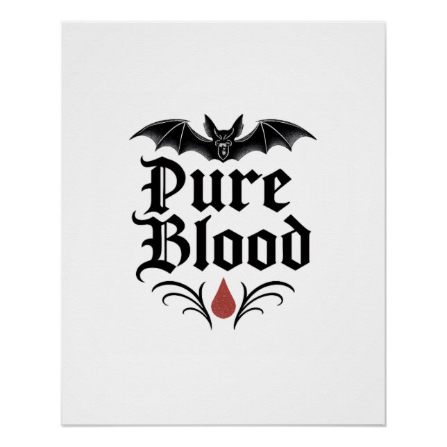 Pure Blood Gothic Bat Design | Dark Vampire Poster (Front)