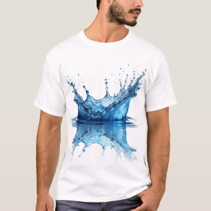 Pure Blue Water Splash Effect T-Shirt