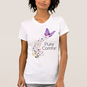 Pure Comfort Floral Butterfly Art Print Vibrant T-Shirt