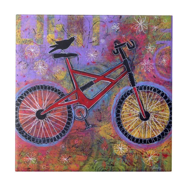Pure Delight Raven and Bicycle Tile (Front)