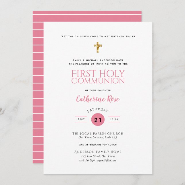 Pure Elegance First Holy Communion Invite GIRLS (Front/Back)