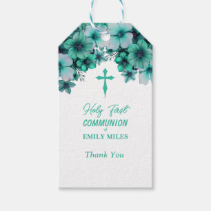 Pure Elegance floral first catholic communion Gift Tags