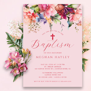 Pure Elegance Girls Baptism Invitation