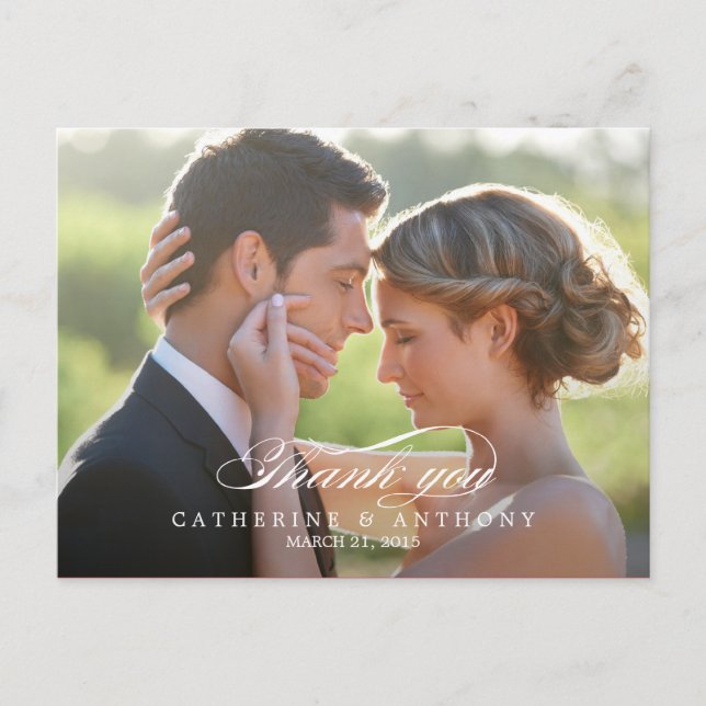 Pure Elegance Wedding Thank You Card - White (Front)