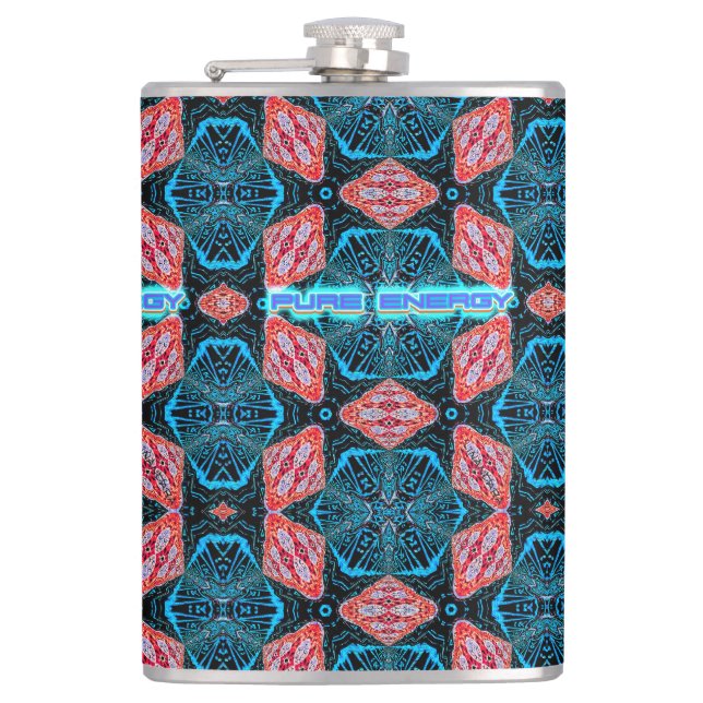 Pure Energy fractal futuristic pattern Hip Flask (Front)