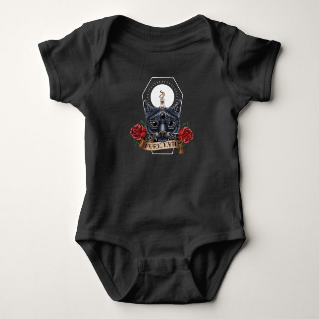 Pure Evil Cat Baby Bodysuit (Front)
