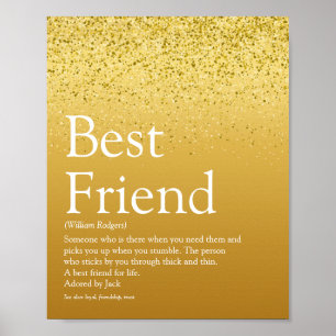 Pure Gold Best Friend Definition Glitter Glam Poster