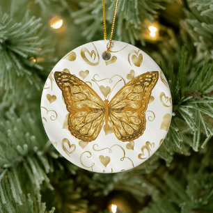 Pure Gold Butterfly Ceramic Ornament