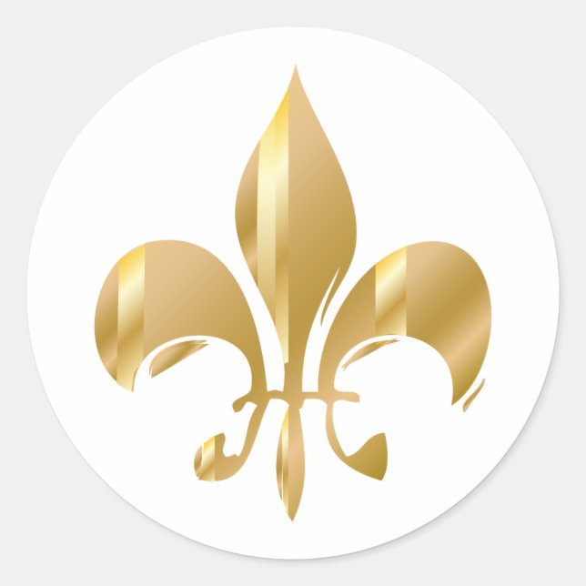 Pure Gold Fleur de Lis Classic Round Sticker (Front)
