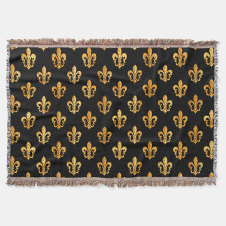 Pure Gold Fleur de Lis Throw Blanket