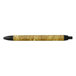 PURE GOLD FOIL Pattern + your text / photo Black Ink Pen