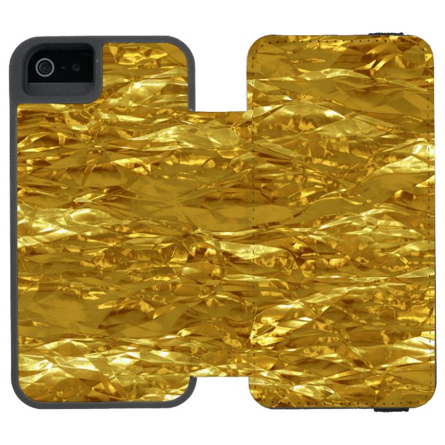 PURE GOLD FOIL Pattern + your text / photo Incipio iPhone Wallet Case (Folio Open)