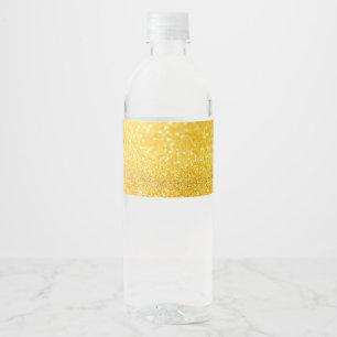 PURE GOLD Glitter Pattern + your text / photo Water Bottle Label