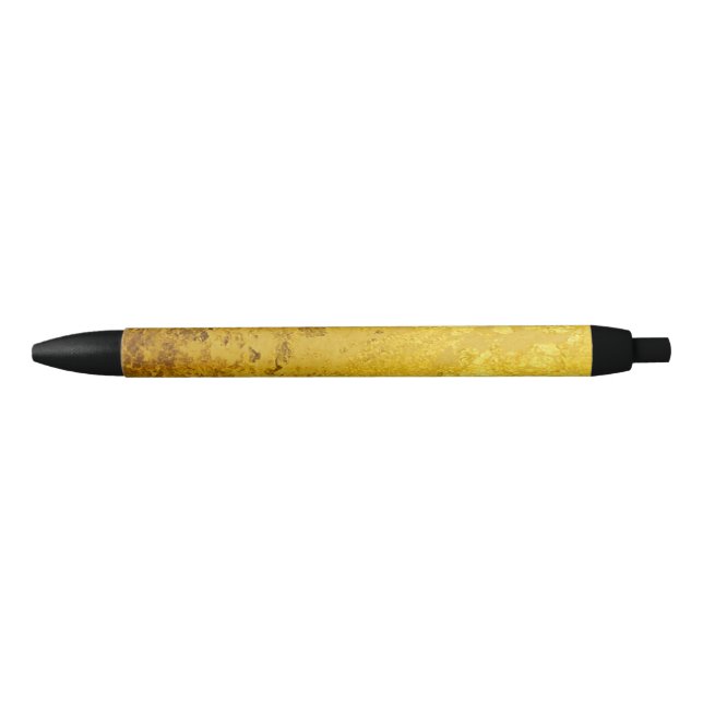 PURE GOLD LEAF Pattern + your text / photo Black Ink Pen (Front)