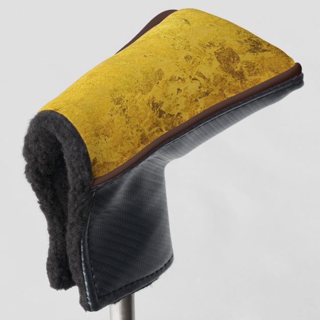 PURE GOLD LEAF Pattern + your text / photo Golf Head Cover (3/4 Front)