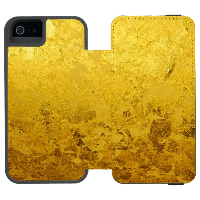 PURE GOLD LEAF Pattern + your text / photo Incipio iPhone Wallet Case (Folio Open)