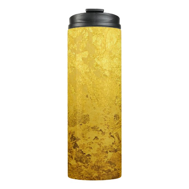PURE GOLD LEAF Pattern + your text / photo Thermal Tumbler (Front)