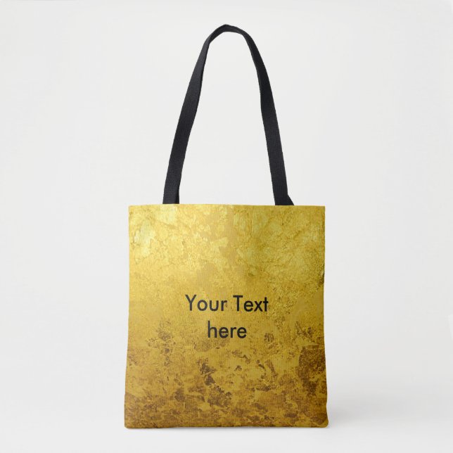 PURE GOLD LEAF Pattern + your text / photo Tote Bag (Front)