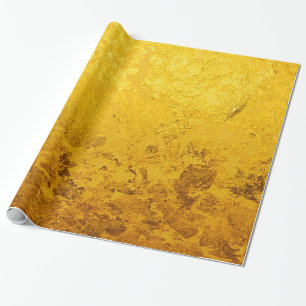 PURE GOLD LEAF Pattern + your text / photo Wrapping Paper