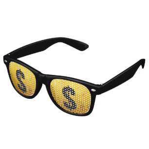 PURE GOLD LEAF Pattern + your text Retro Sunglasses
