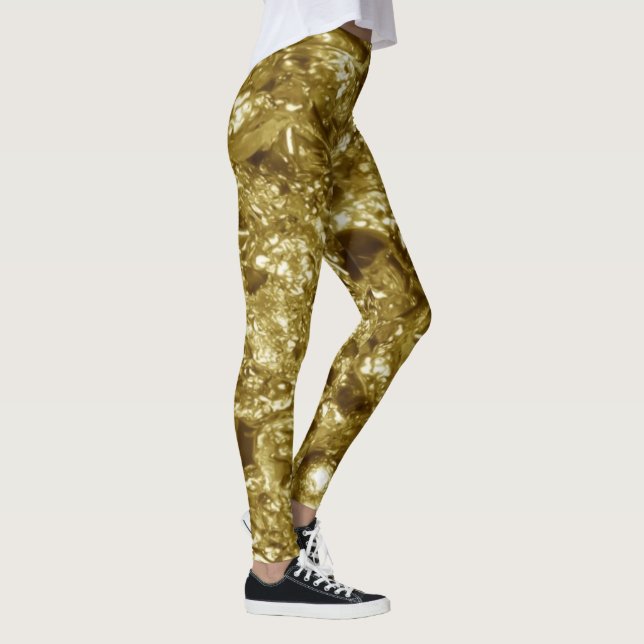 PURE GOLD moonscape Pattern + your text / photo Leggings (Right)