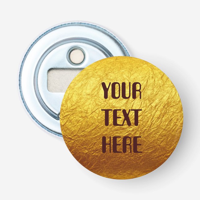 PURE GOLD Paper Pattern + your text Bottle Opener (Front)
