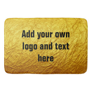 PURE GOLD PAPER Pattern + your text / photo Bath Mat
