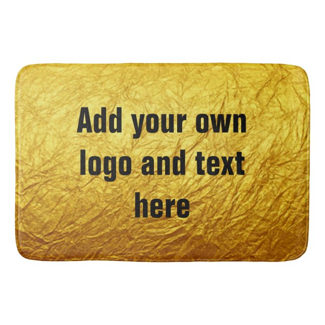 PURE GOLD PAPER Pattern + your text / photo Bath Mat (Front)